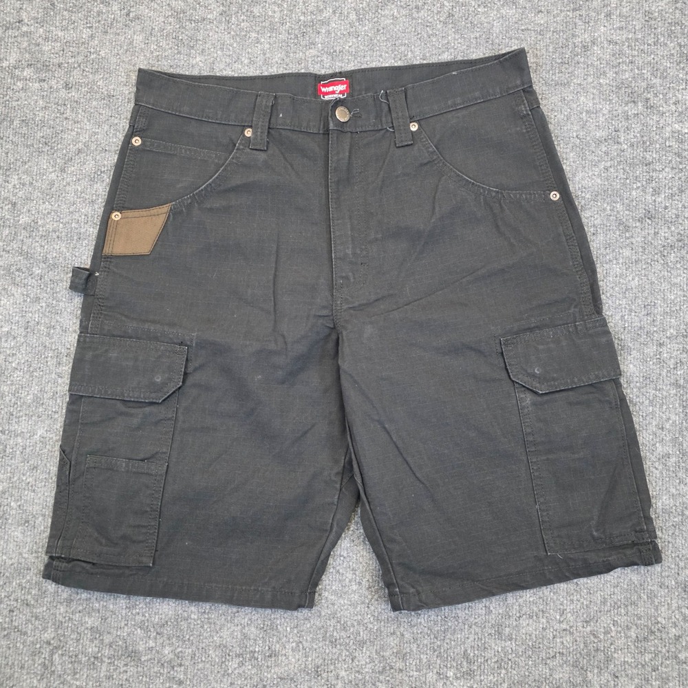 Wrangler Workwear Cargo Shorts Men 32 Black Ripstop Cotton Utility 112337765